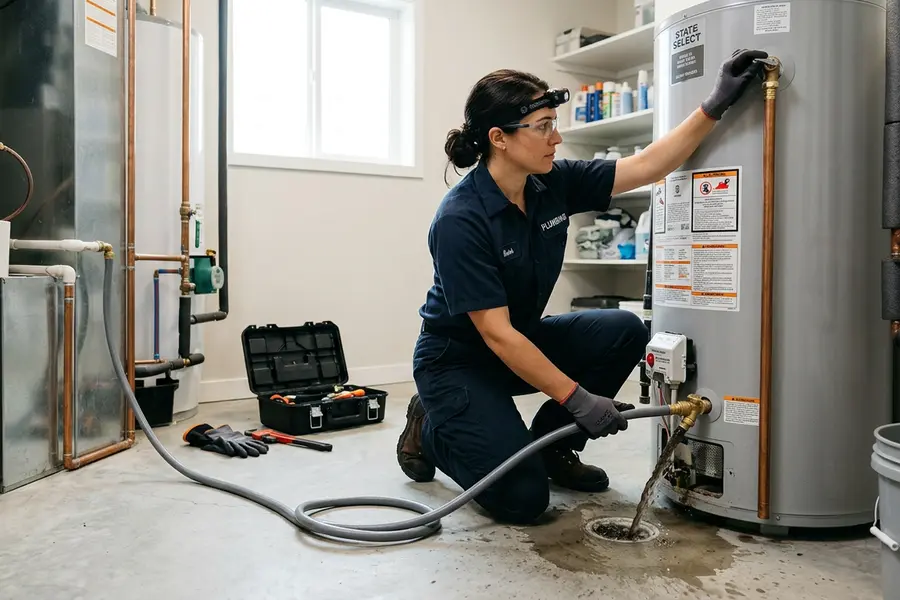 Water Heater Jockey specialist repairing a water heater in Porter Corners